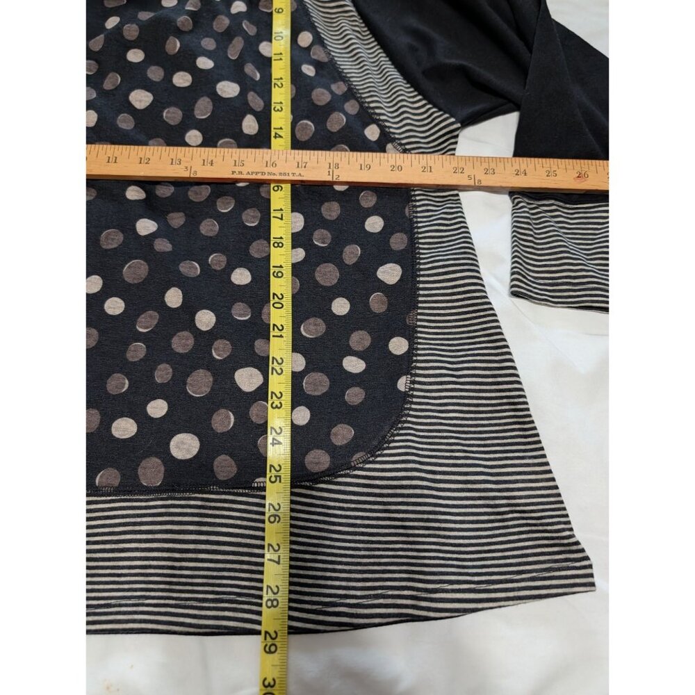 Terra SJ Apparel XL Long-Sleeve Cowl Neck Tunic Top Polka Dot Stripe Print Black - Picture 10 of 10